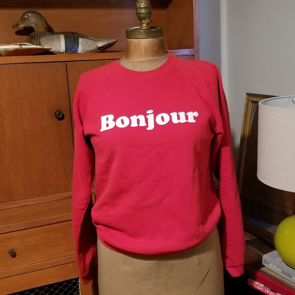 "Bonjour" sweatshirt red, medium